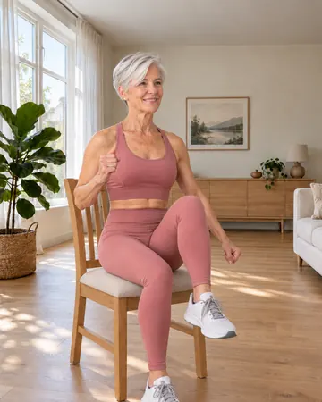 Rose lifts the other knee while seated, swinging the opposite arm.